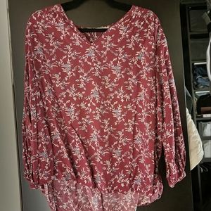 Maroon floral blouse